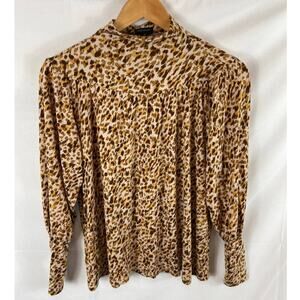 Ann Taylor Animal Print Mock Neck Top Size XS
